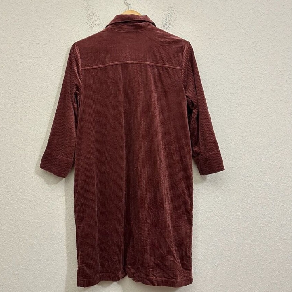 J. JILL Corduroy tunic shirt Dress Brown Long Sleeve Shift Retro pockets S - Picture 9 of 9